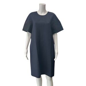 $765 Bamford Blue England Shift Short Sleeve Wool Silk Dress size IT 42/6